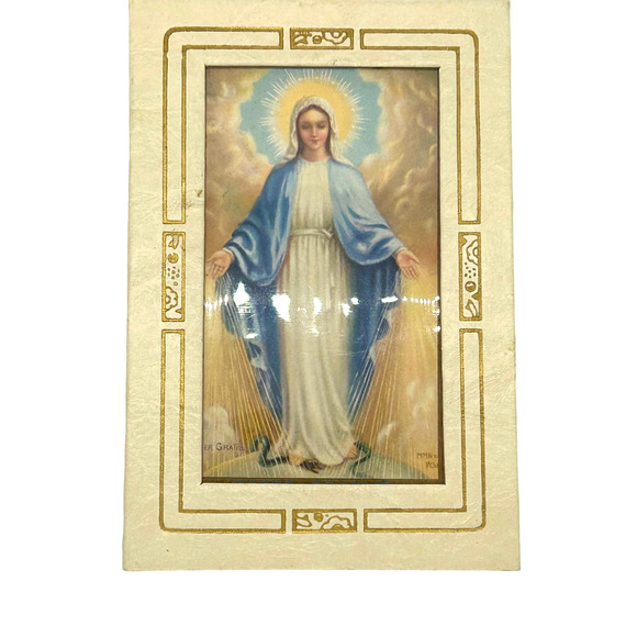 Vintage 1945 Prayer Card Framed Holy Mary - Picture 1 of 8